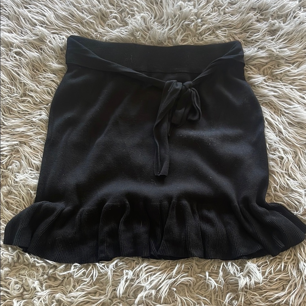 Max Studio Black Mini Slip Skirt with Tie Front